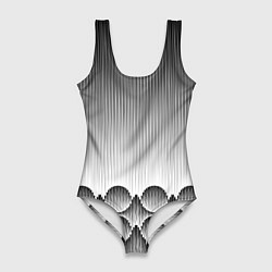 Купальник-боди 3D женский Круглая полосатая геометрия, цвет: 3D-принт