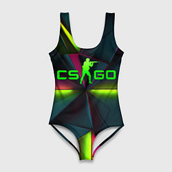 Купальник-боди 3D женский CS GO green neon, цвет: 3D-принт