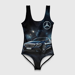 Купальник-боди 3D женский Mercedes Benz galaxy, цвет: 3D-принт