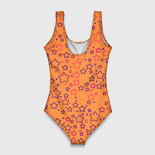 Женский купальник-боди Маленькие звёздочки оранжевый / 3D-принт – фото 2