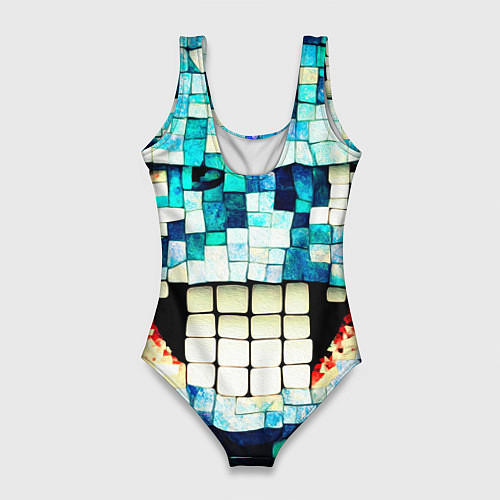 Женский купальник-боди Смайлик из бирюзовой мазайке / 3D-принт – фото 2