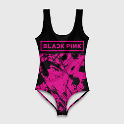 Женский купальник-боди Black pink - emblem - pattern - music
