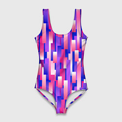 Купальник-боди 3D женский Прямоугольники и полоски с градиентами, цвет: 3D-принт
