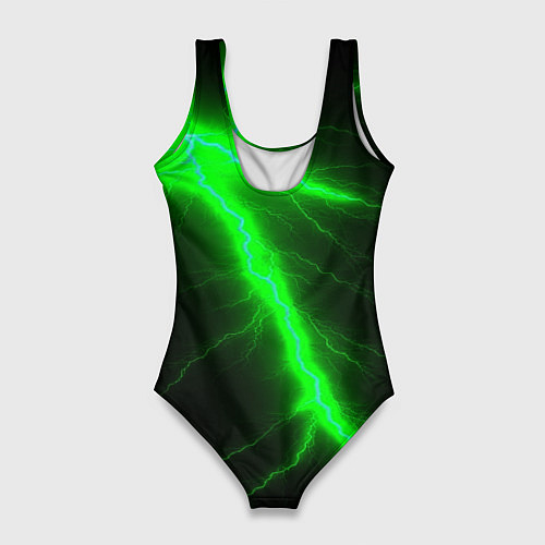 Женский купальник-боди Зеленый разряд молнии / 3D-принт – фото 2