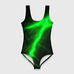 Купальник-боди 3D женский Зеленый разряд молнии, цвет: 3D-принт