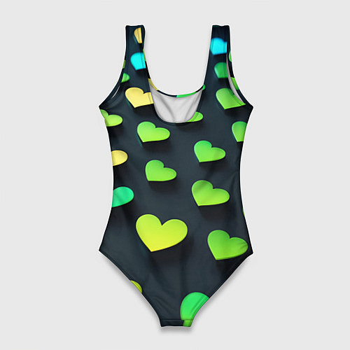 Женский купальник-боди Паттерн - сердца градиент - нейросеть / 3D-принт – фото 2