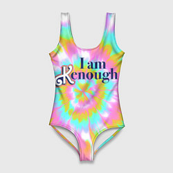 Купальник-боди 3D женский I am Kenough - retro tie-dye, цвет: 3D-принт