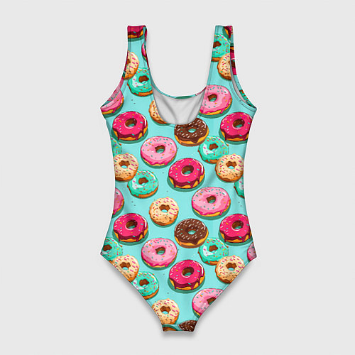 Женский купальник-боди Разноцветные пончики паттерн / 3D-принт – фото 2