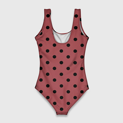 Женский купальник-боди Чёрный горошек на тёмно-розовом / 3D-принт – фото 2