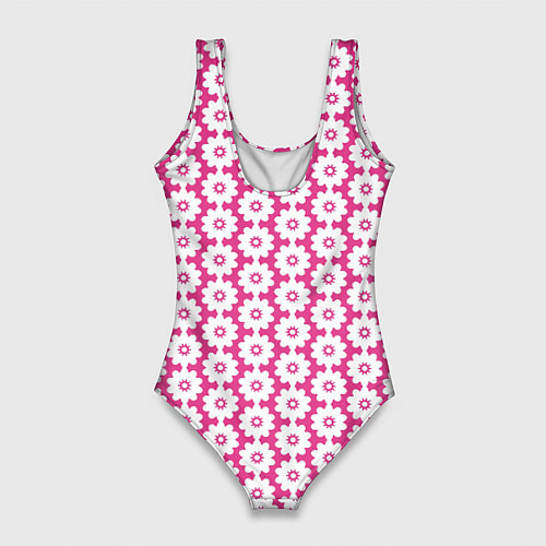 Женский купальник-боди Цветочный розовый паттерн / 3D-принт – фото 2