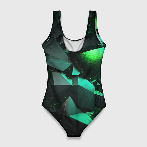 Женский купальник-боди Зеленые абстрактные объекты / 3D-принт – фото 2