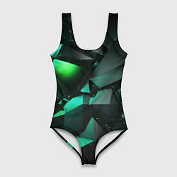 Женский купальник-боди Зеленые абстрактные объекты