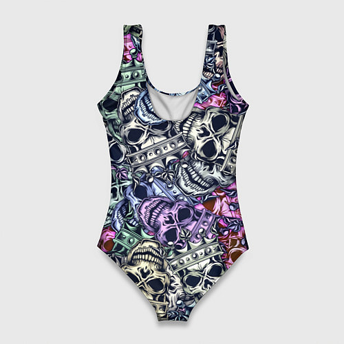 Женский купальник-боди Черепа с короной паттерн / 3D-принт – фото 2