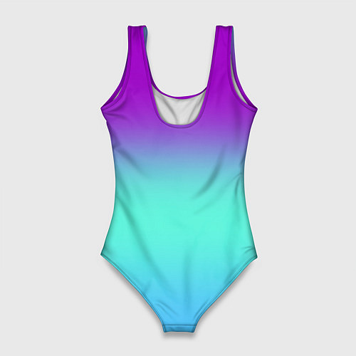 Женский купальник-боди Фиолетовый бирюзовый голубой неоновый градиент / 3D-принт – фото 2