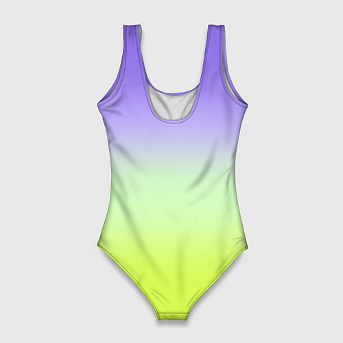 Женский купальник-боди Фиолетовый мятный и желто-зеленый градиент / 3D-принт – фото 2