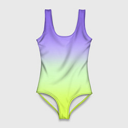 Купальник-боди 3D женский Фиолетовый мятный и желто-зеленый градиент, цвет: 3D-принт
