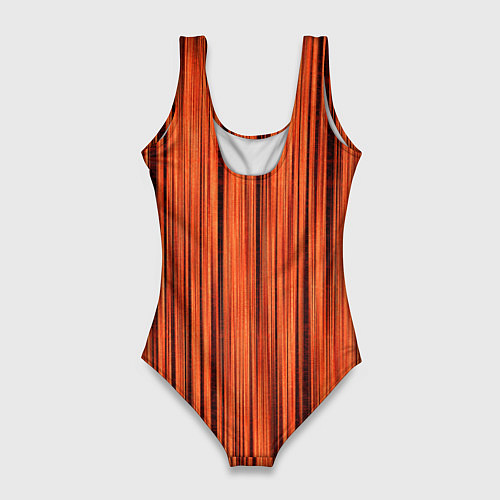 Женский купальник-боди Абстрактные полосы красно-оранжевый / 3D-принт – фото 2
