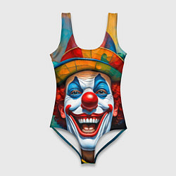 Купальник-боди 3D женский Нейросеть - Хэллоуин безумный клоун, цвет: 3D-принт