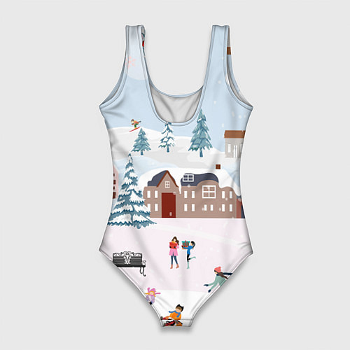 Женский купальник-боди Дракон рождественских чудес / 3D-принт – фото 2