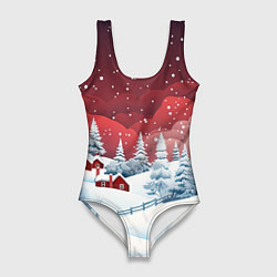 Женский купальник-боди Искрящийся новогодний воздух