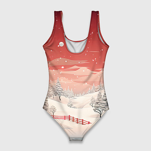 Женский купальник-боди Завораживающий зимний пейзаж / 3D-принт – фото 2