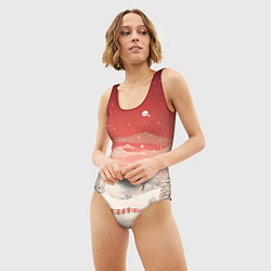 Купальник-боди 3D женский Завораживающий зимний пейзаж, цвет: 3D-принт — фото 2