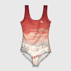 Женский купальник-боди Завораживающий зимний пейзаж