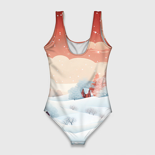 Женский купальник-боди Зимняя сказка на пороге / 3D-принт – фото 2