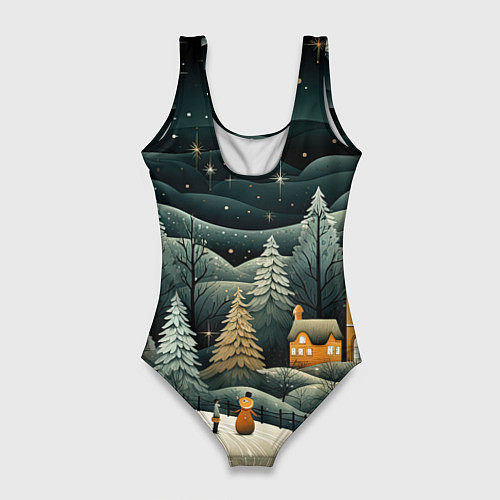 Женский купальник-боди Зима в городе ожидание праздника / 3D-принт – фото 2