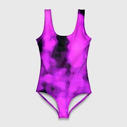 Купальник-боди 3D женский Узор фиолетовая нежность, цвет: 3D-принт