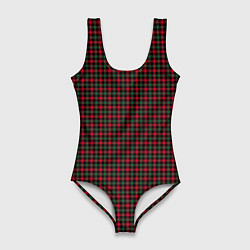 Женский купальник-боди Чёрно - красная классическая клетка