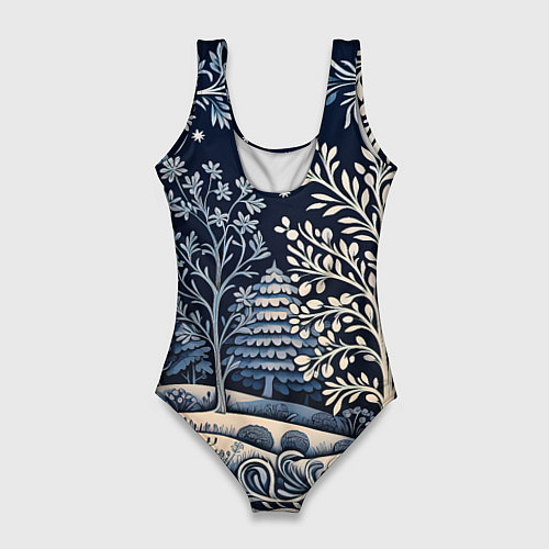 Женский купальник-боди Ледяные узоры нового года / 3D-принт – фото 2