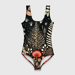 Женский купальник-боди Елочные узоры нового года