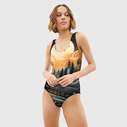 Купальник-боди 3D женский Хрустальные новогодние рисунки, цвет: 3D-принт — фото 2