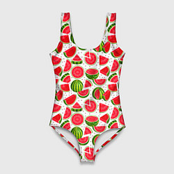 Купальник-боди 3D женский Нарезанный арбуз, цвет: 3D-принт