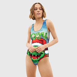 Купальник-боди 3D женский Дракон зимние забавы, цвет: 3D-принт — фото 2