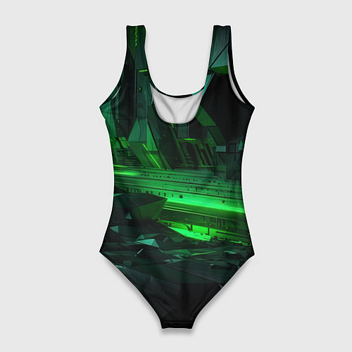 Женский купальник-боди Глубина зеленого абстракта / 3D-принт – фото 2