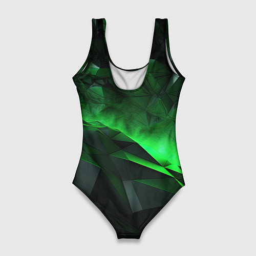 Женский купальник-боди Асимметричный узор зелени / 3D-принт – фото 2