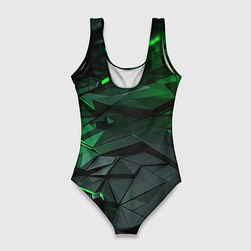 Женский купальник-боди Мир абстрактной зелени / 3D-принт – фото 2