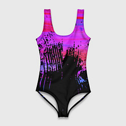 Женский купальник-боди Розово синий сочный гранж