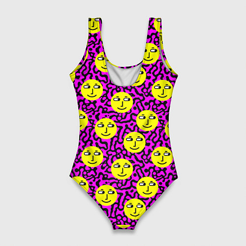 Женский купальник-боди Smiley face on violet / 3D-принт – фото 2