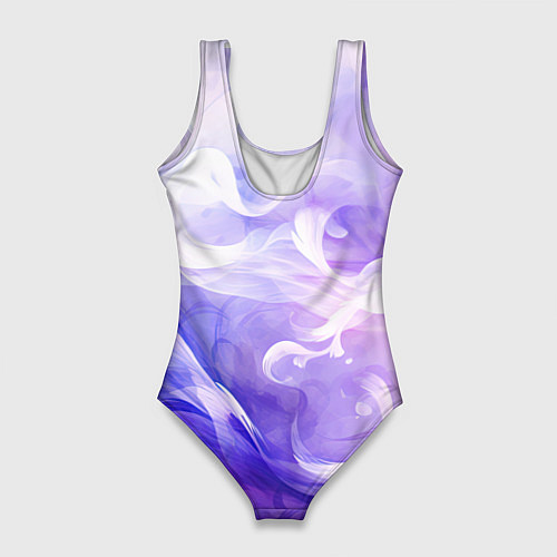 Женский купальник-боди Белые узоры на абстрактном фиолетовом фоне / 3D-принт – фото 2