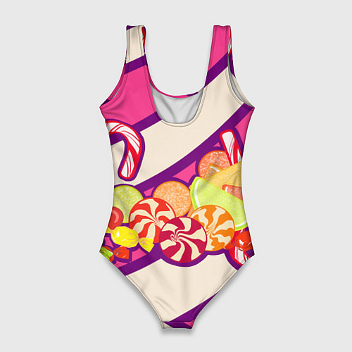 Женский купальник-боди Конфеты и полосы / 3D-принт – фото 2
