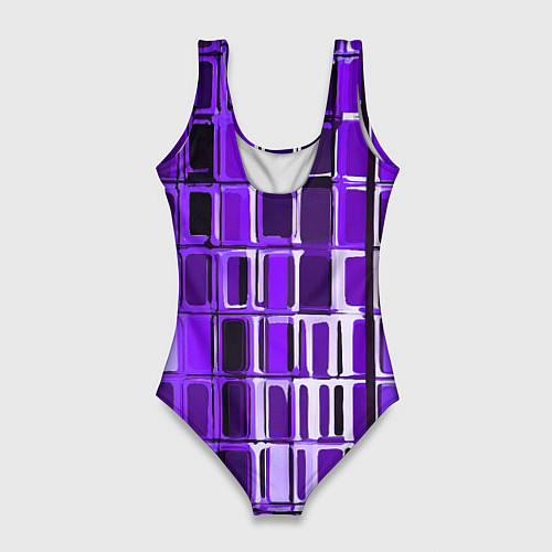 Женский купальник-боди Фиолетовые прямоугольники / 3D-принт – фото 2