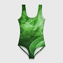 Купальник-боди 3D женский Зеленый дым, цвет: 3D-принт