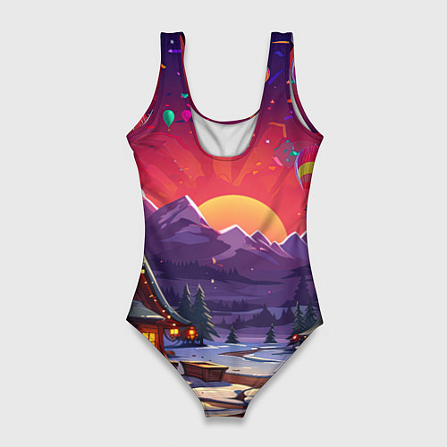 Женский купальник-боди Маленький новогодний милый дракон 2024 / 3D-принт – фото 2