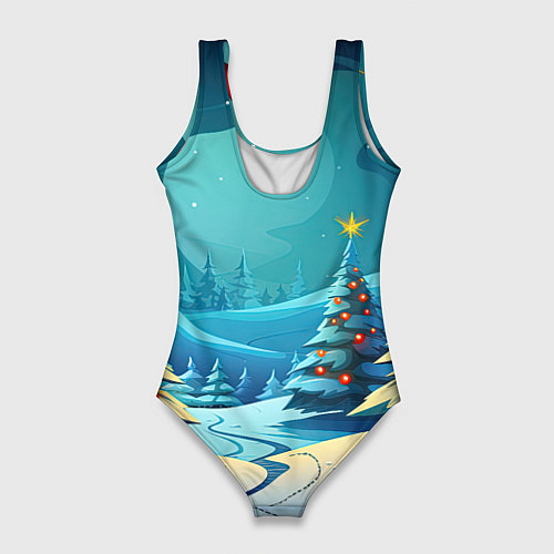 Женский купальник-боди Маленький новогодний милый дракошка 2024 / 3D-принт – фото 2