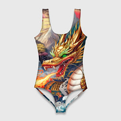 Купальник-боди 3D женский Dragon tattoo - irezumi, цвет: 3D-принт