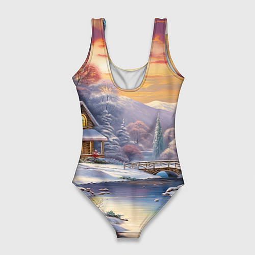 Женский купальник-боди Дракон снегозавр / 3D-принт – фото 2