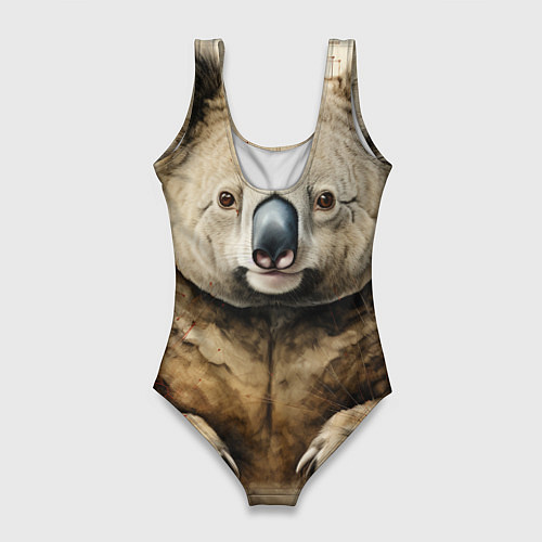 Женский купальник-боди Коала в стиле диаграмм Давинчи / 3D-принт – фото 2